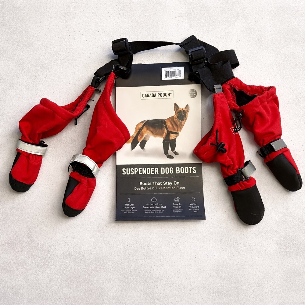 Canada Pooch Dog Suspender Boots Size 2 Short RED